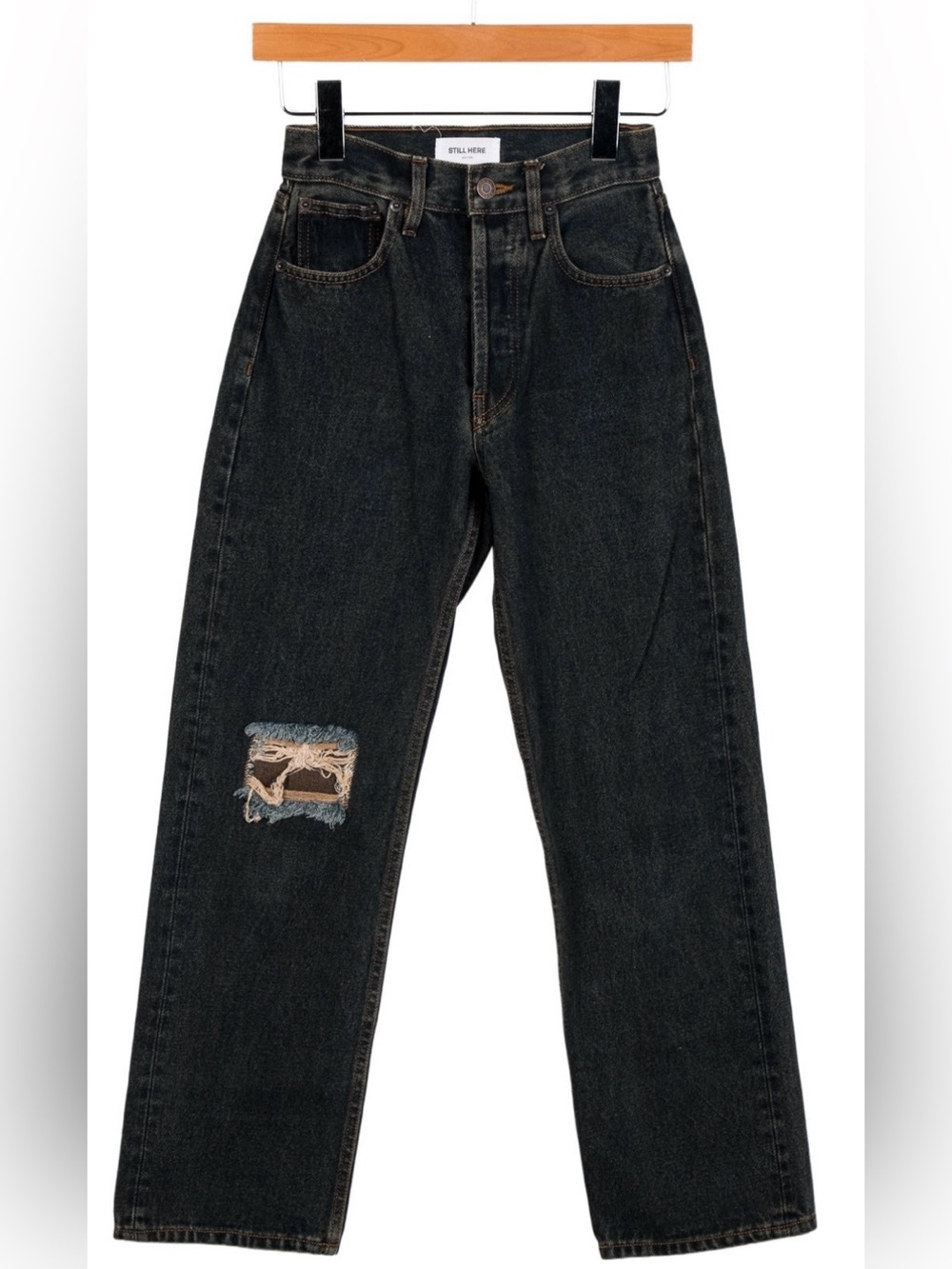 Still here womens jeans size 23 straight leg high rise childhood designer denim